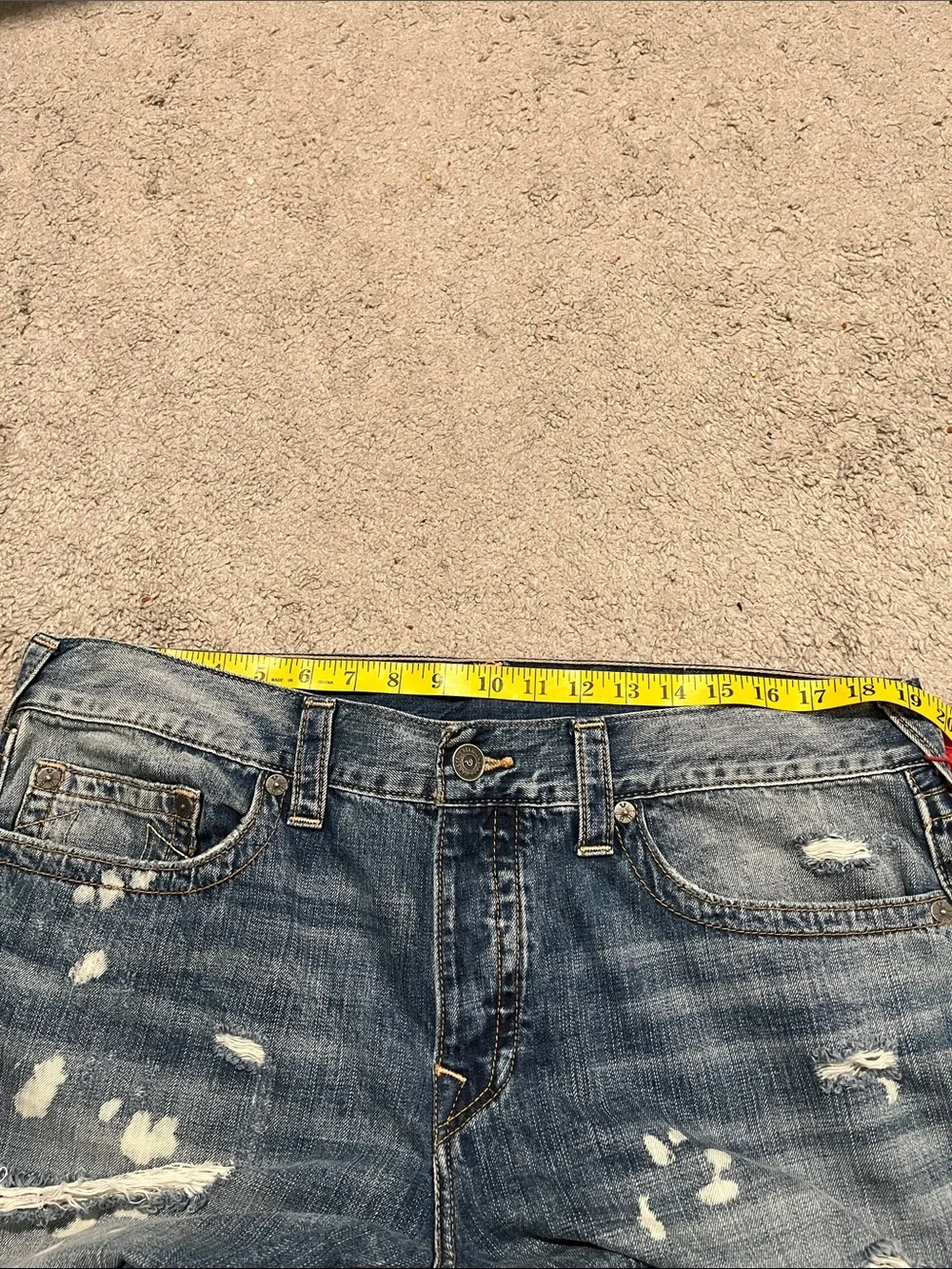 True Religion Rocco No Flap Factory Distressed Holes Bleach Splatter Rip Jeans